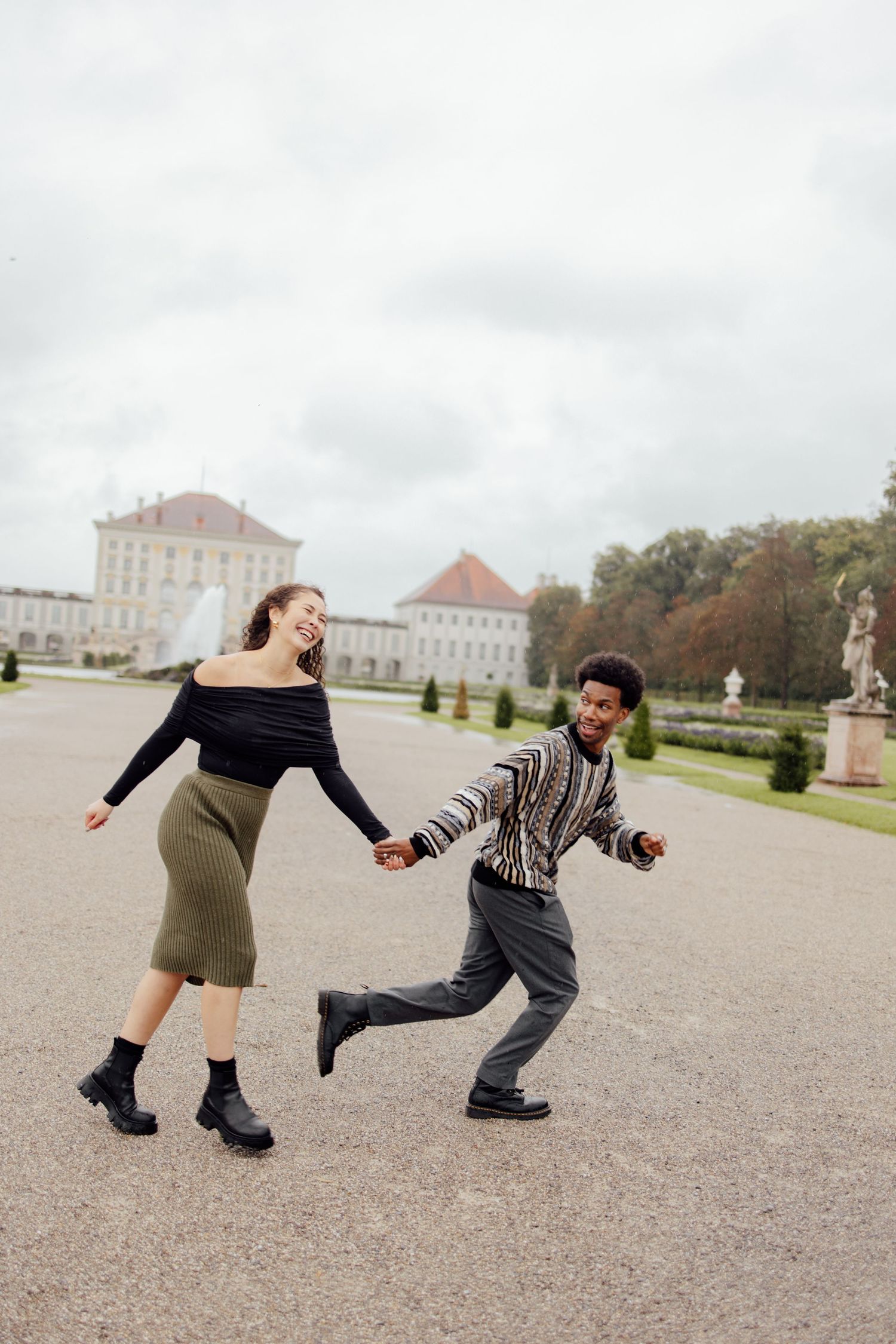 Engaged couple at Nymphenburg palace, Munich Elopement Photographer, Munich Proposal Photographer, Engagement Photography