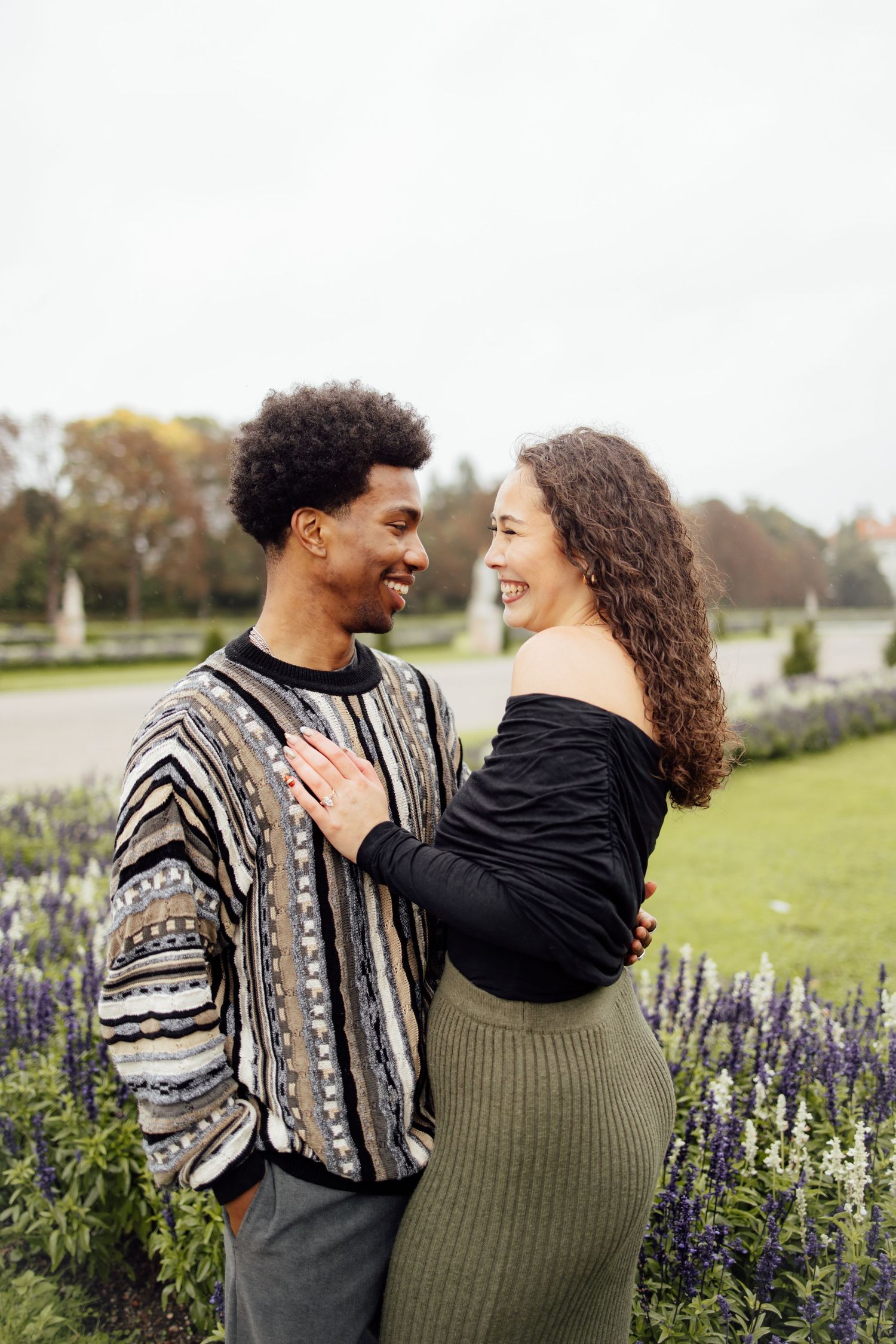 Engaged couple at Nymphenburg palace, Munich Elopement Photographer, Munich Proposal Photographer, Engagement Photography