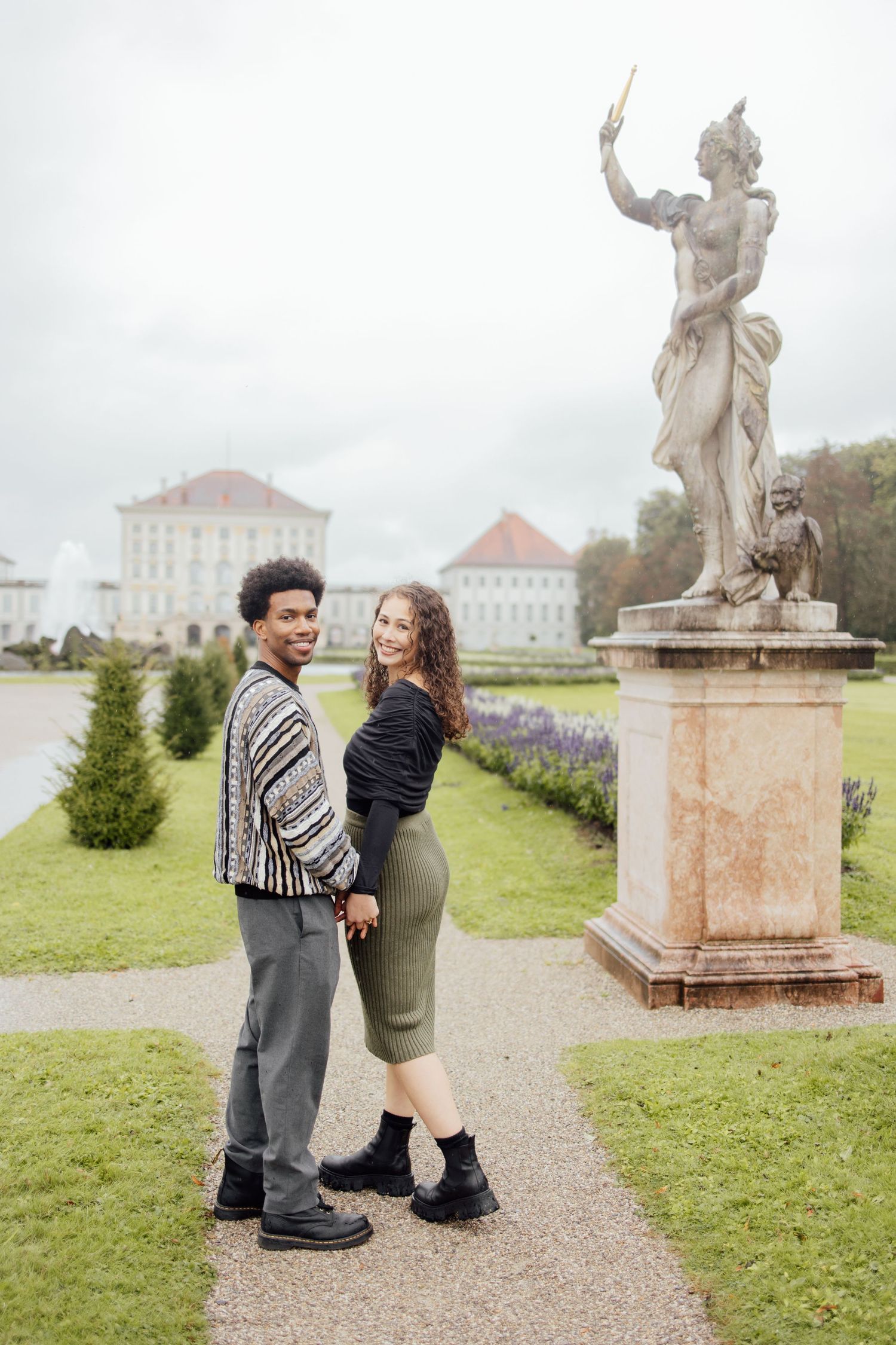 Munich proposal photographer - newly engaged couple in Nymphenburg Palace - Nymphenburg Palace Engagement - Nymphenburg palace proposal