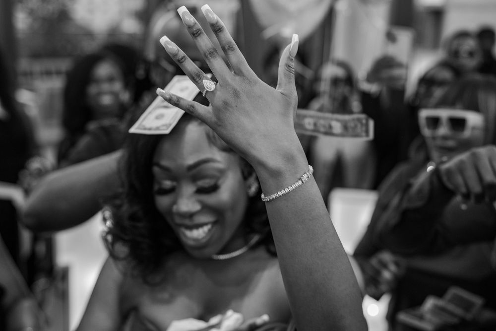 Joyful reactions captured during a special celebration moment.