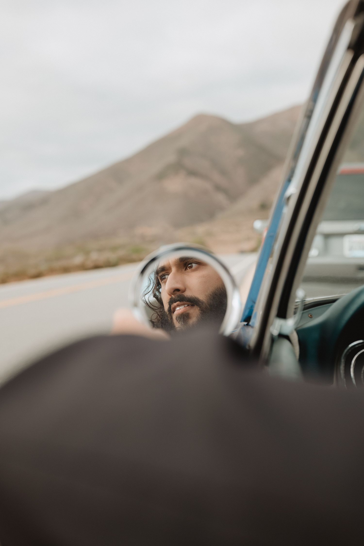 vintage car groom portraits