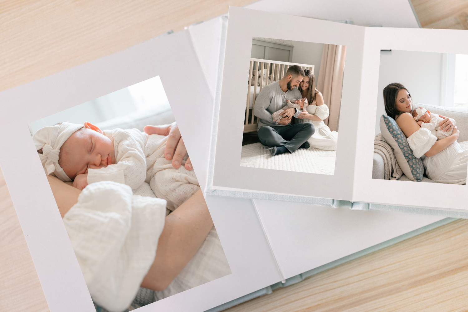 Heirloom newborn album designed for families in Monmouth County New Jersey.