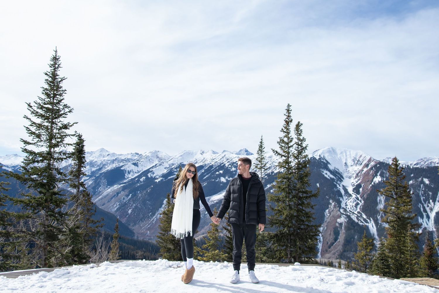 Winter proposal in the snow at The Aspen Wedding Deck