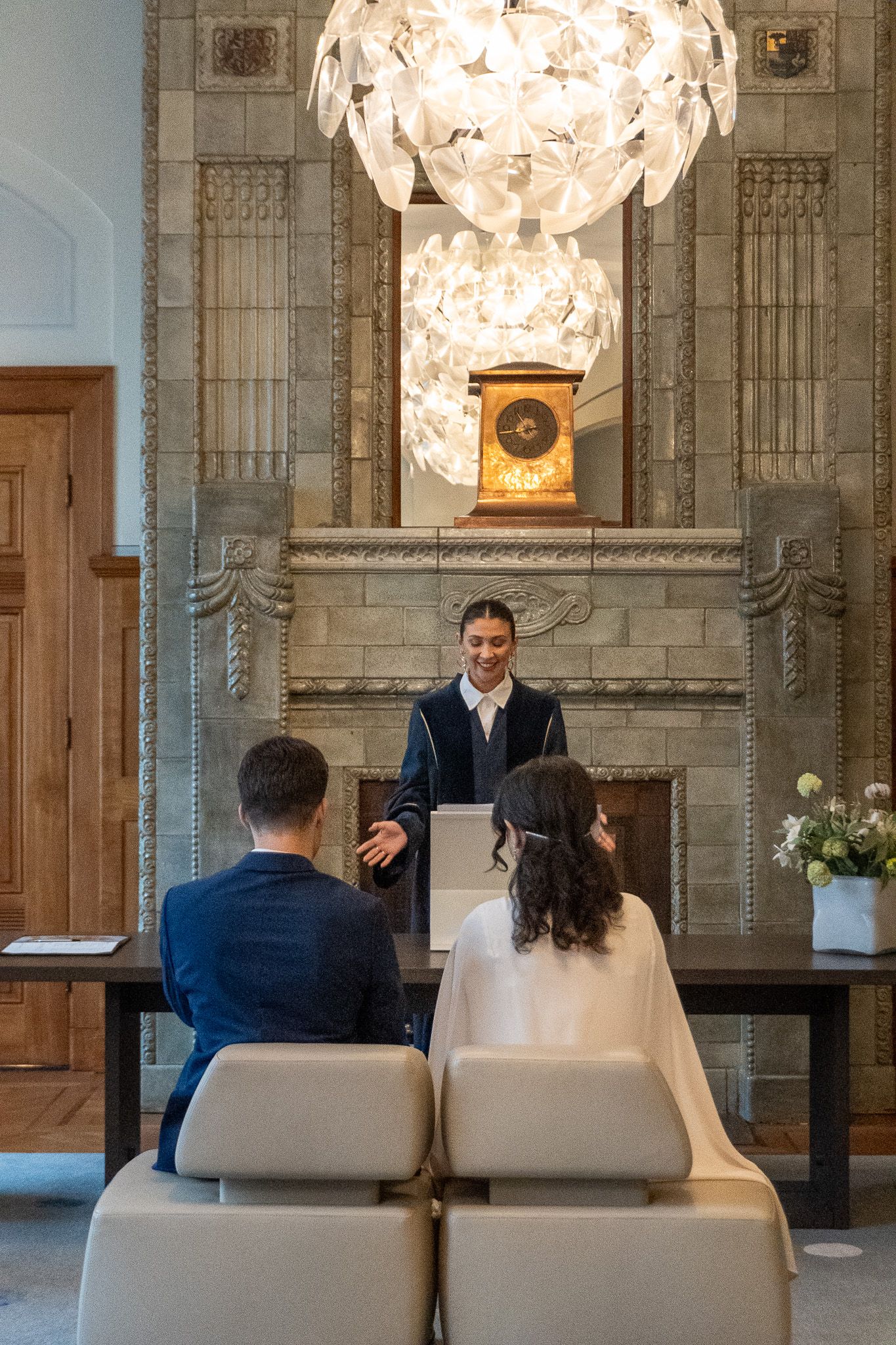 Officiant and couple during town hall wedding in Rotterdam town hall