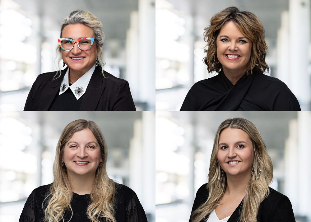 Professional headshots showing diverse employees against light gray backgrounds.