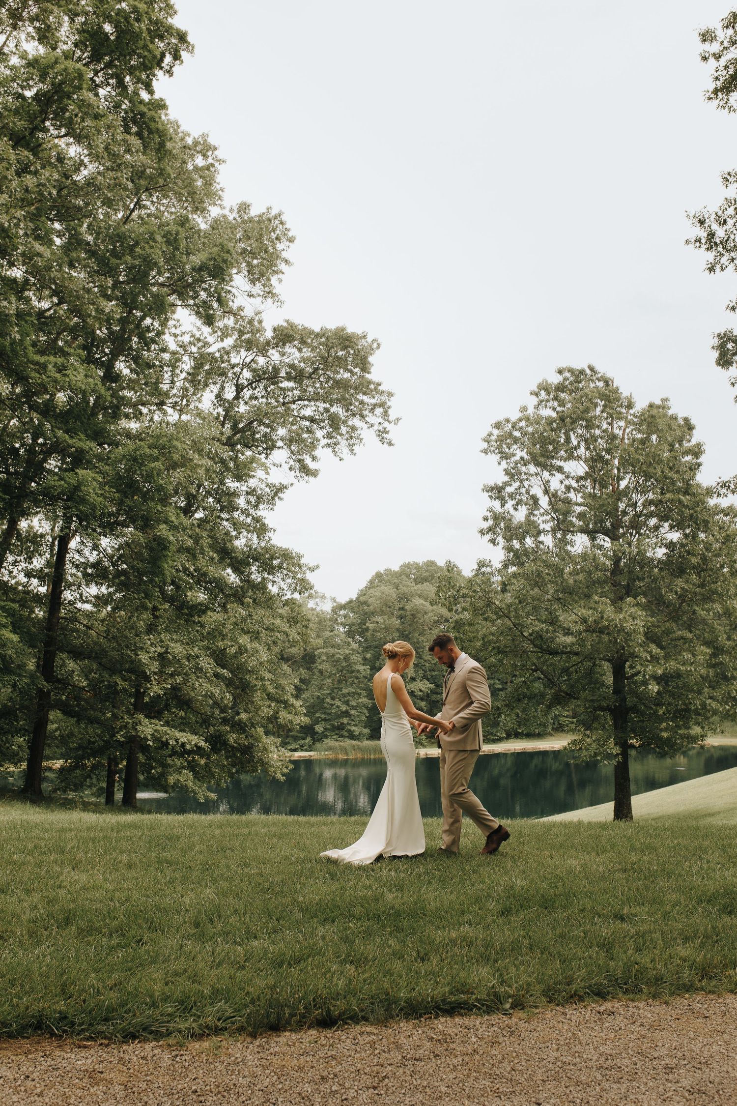 Tender moment after bride and groom's first look.