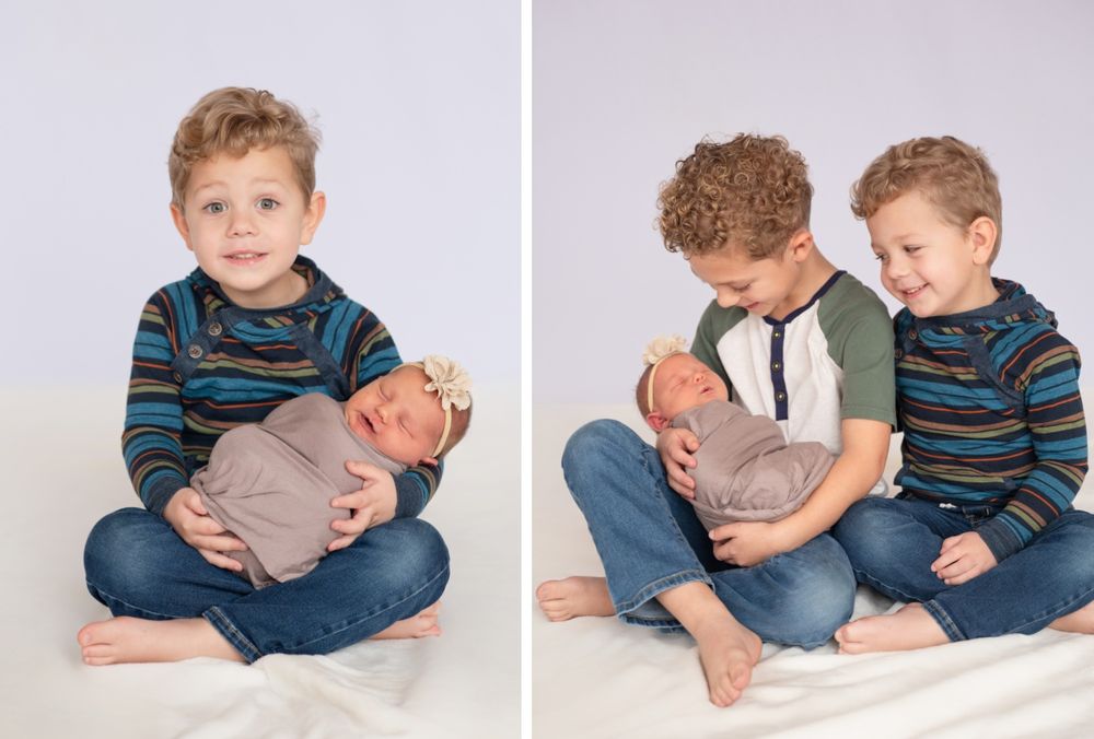Newborn girl with family in natural light studio by Bartlesville Newborn Photographer Kristi Bray Photography