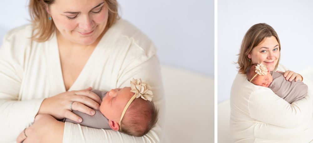 Newborn girl with family in natural light studio by Bartlesville Newborn Photographer Kristi Bray Photography