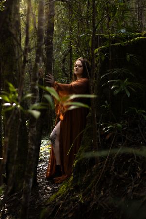 Woman in forest, empowering