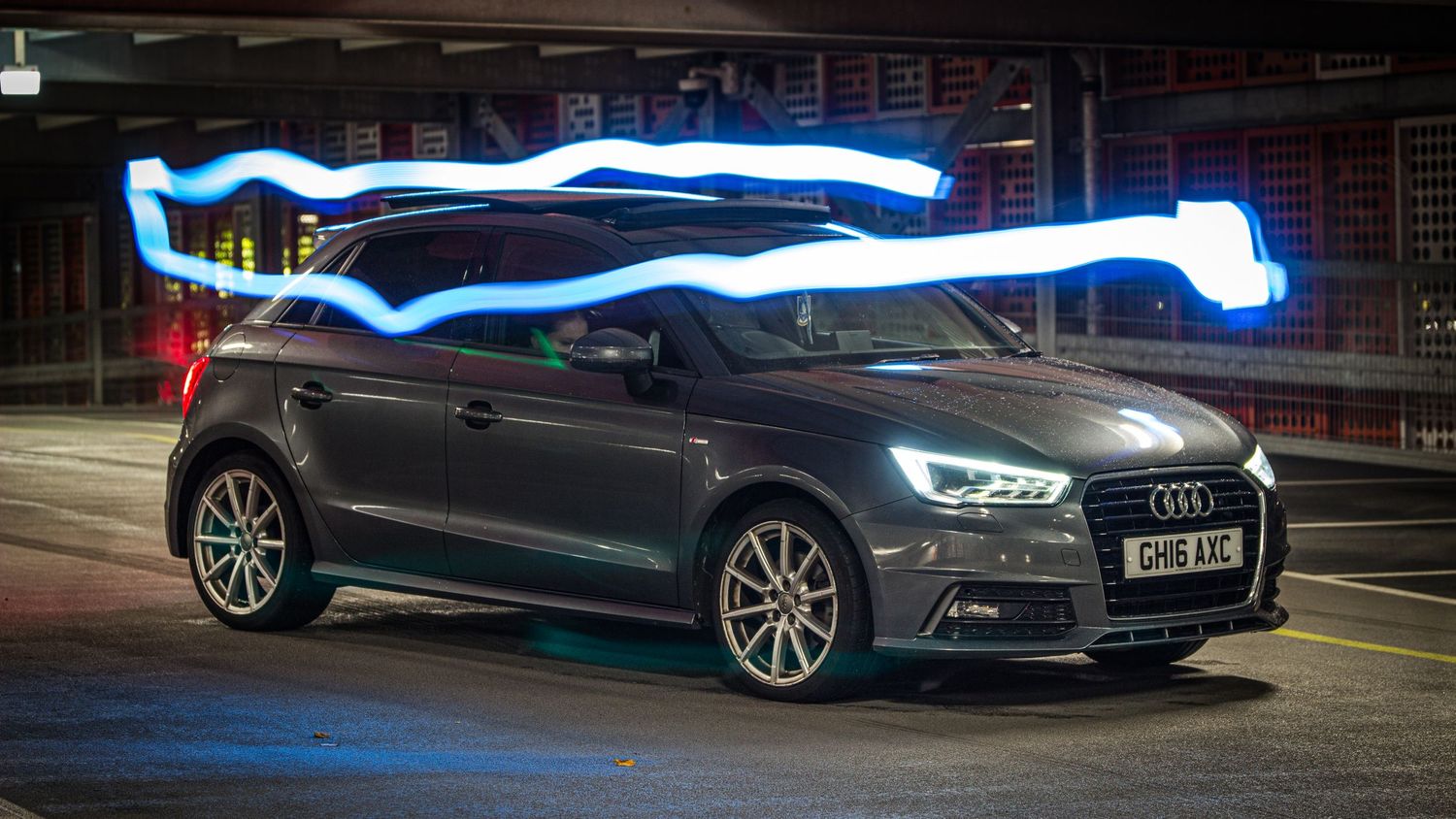 Static long exposure shot of an Audi A1