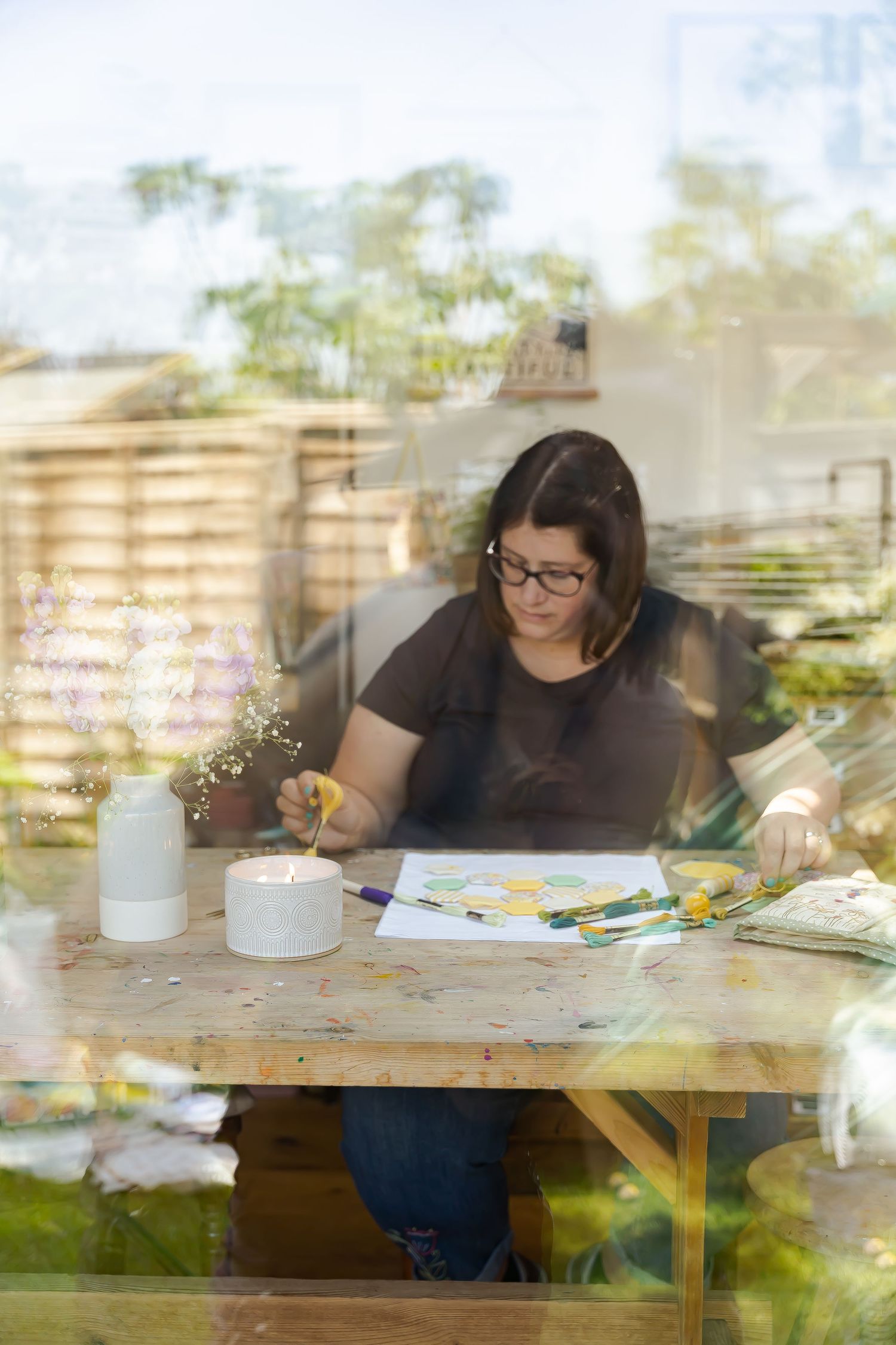 Maker photographed in her studio by Kent lifestyle photographer Laura