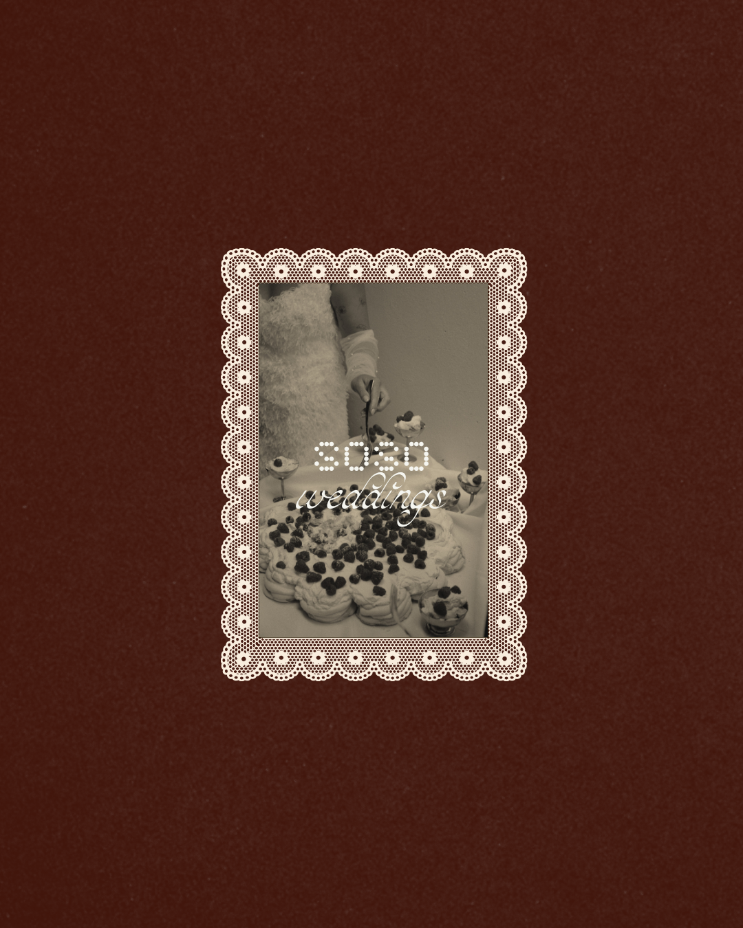 Vintage sepia photo in decorative scalloped frame showing hands decorating a cake, with text overlay reading 2020 holidays.