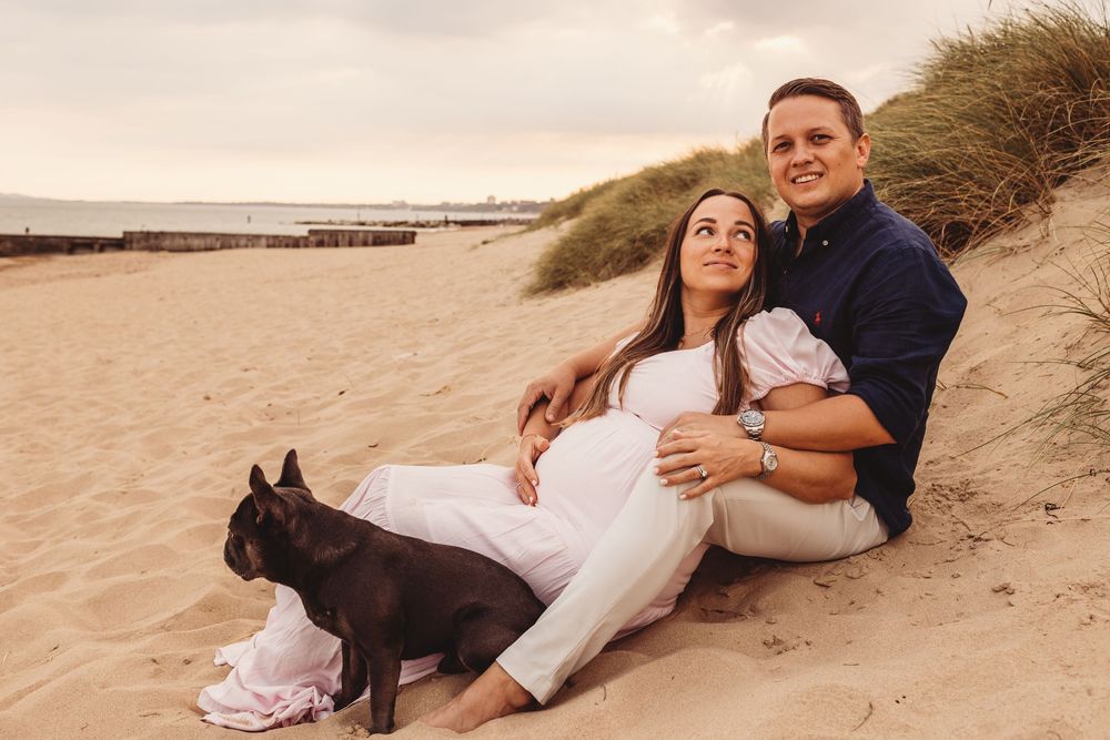 dog and couple maternity photoshoot in Dorset