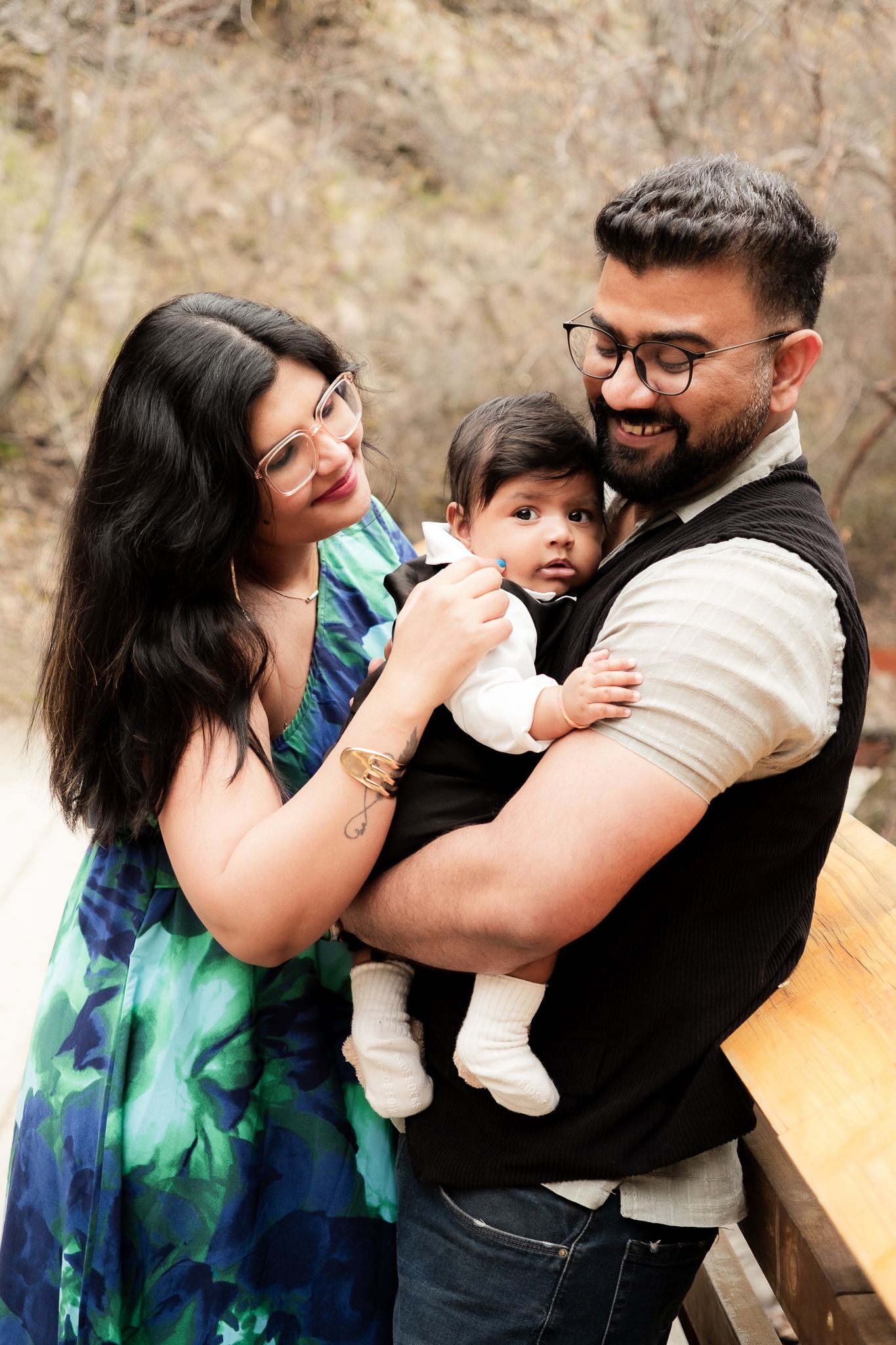 family portraits, husband and wife and new baby