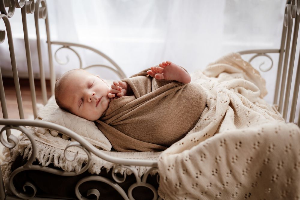 A collage of peaceful sleeping moments captured in soft brown and cream tones with cozy blankets and pillows.