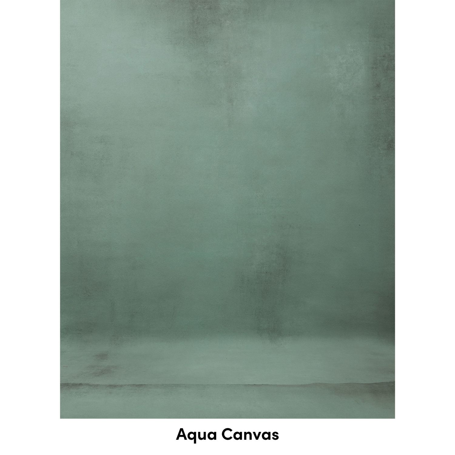 Aqua colored canvas backdrop with mottled texture and subtle gradient shading from dark to light.