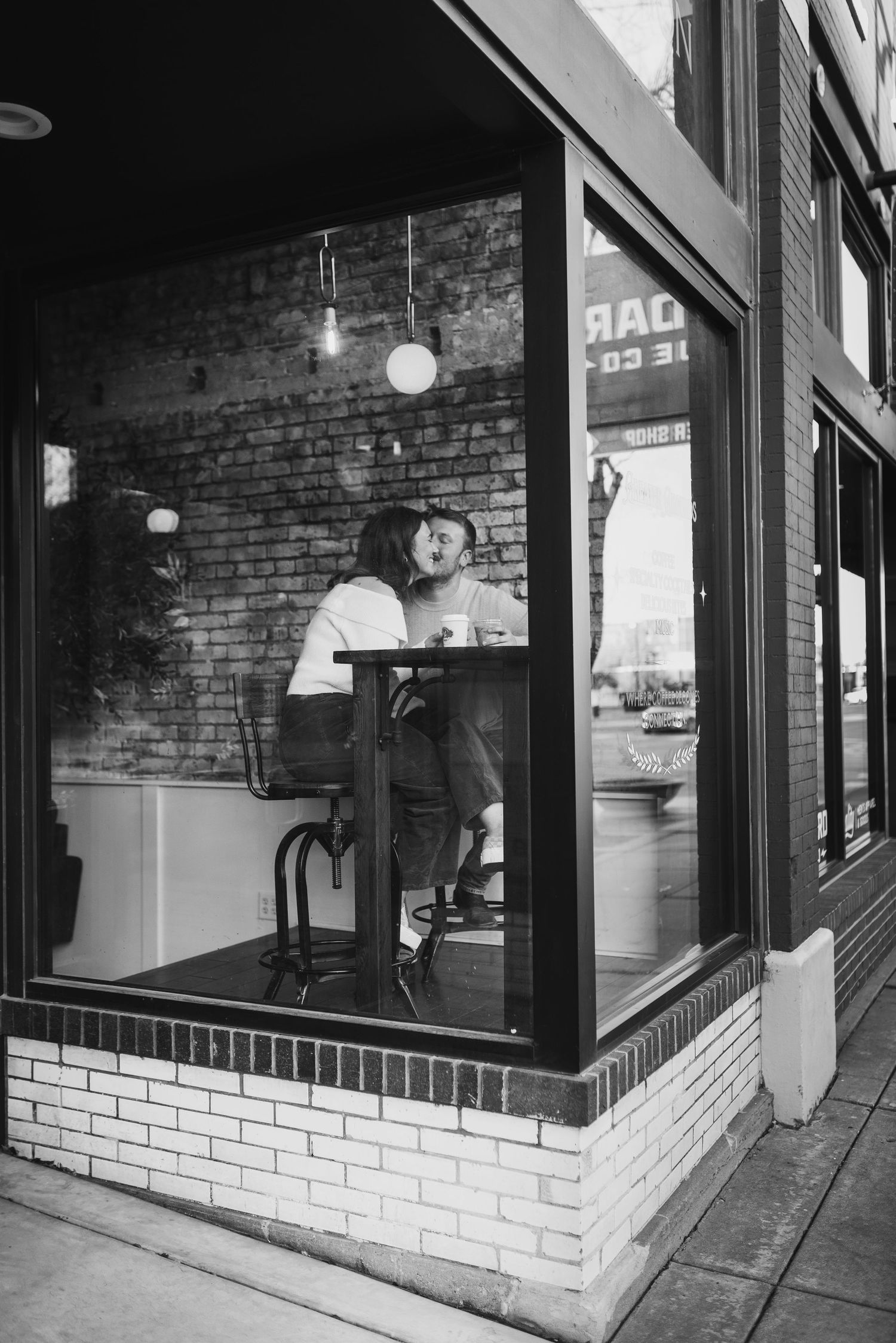 Coffee shop engagement session in Wichita, KS - Greater Grounds engagement pictures by Jessica Nadine Photography