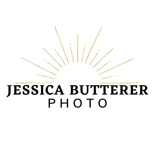 Black and white text logo reading 'Jessica Butterer Photo' with decorative sunburst elements.