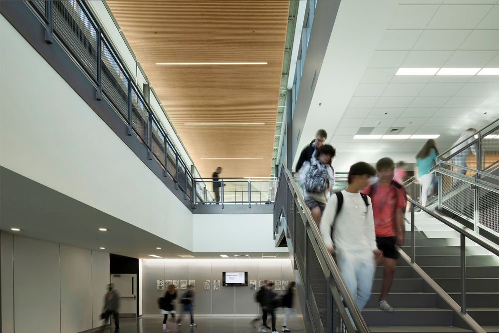 Ceiling and stairs at Fountain Inn HS