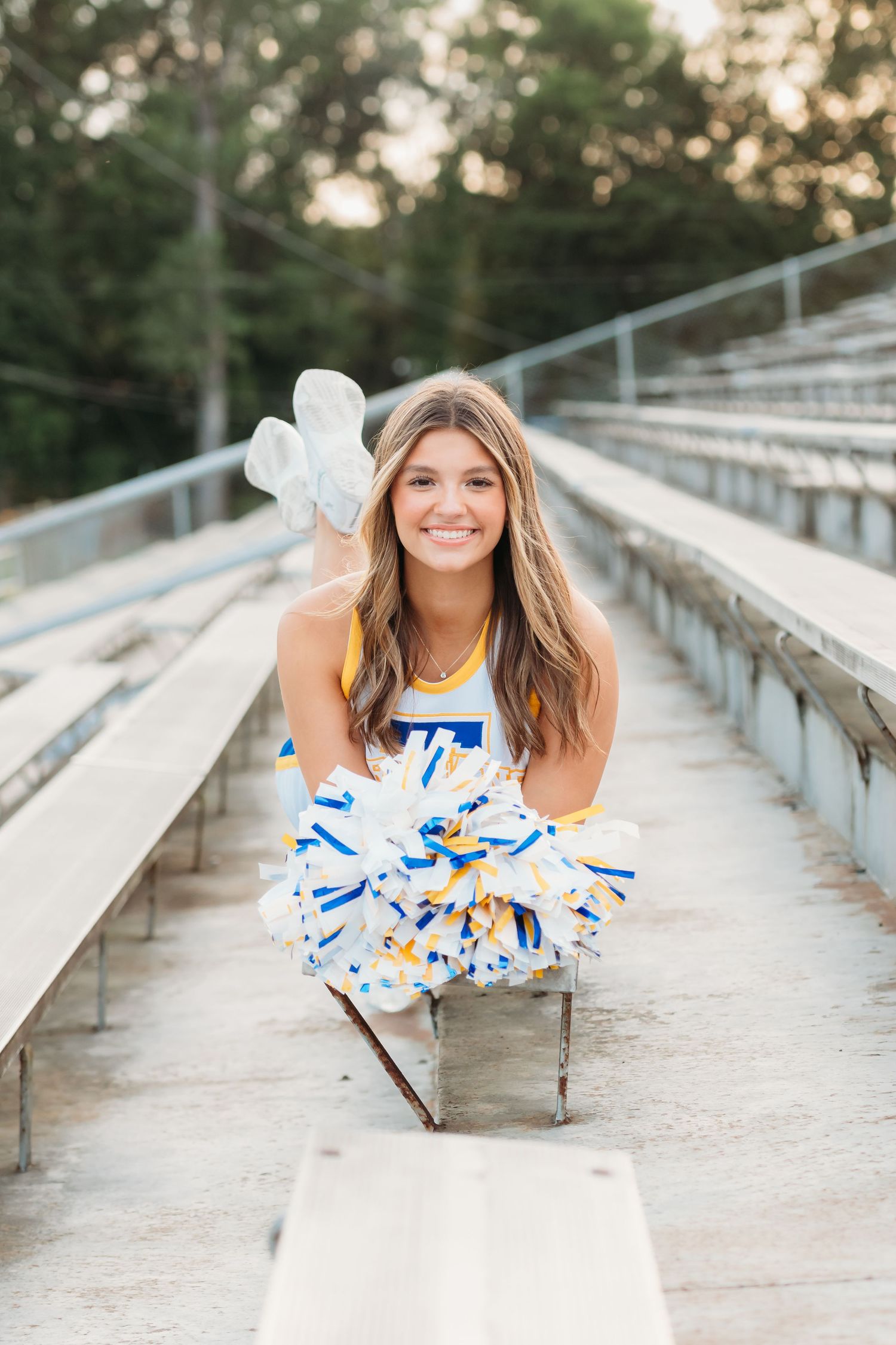Female cheer outdoor senior portrait session
