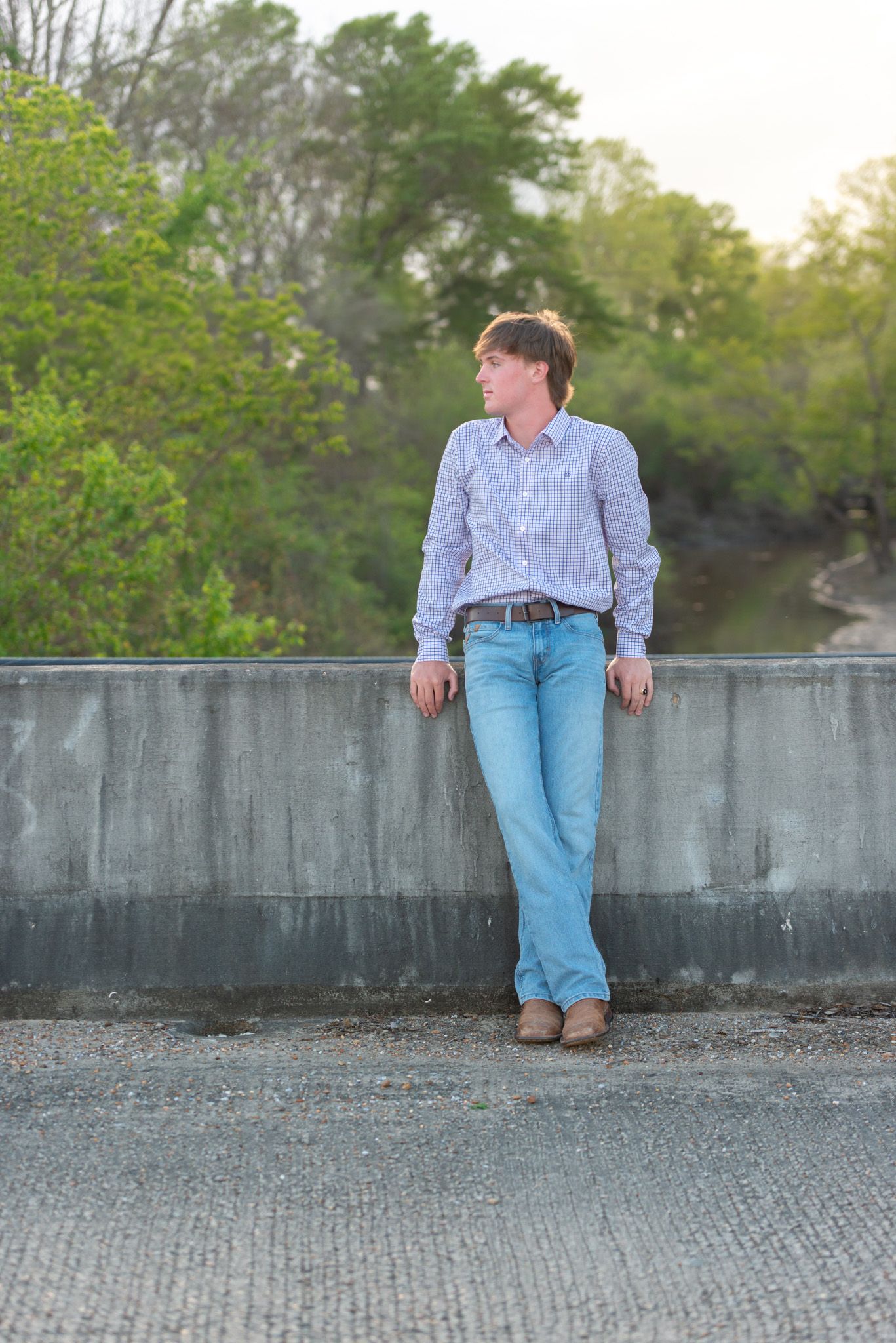 Tallulah Academy Senior session taken in Tallulah by the bayou during a sunset.