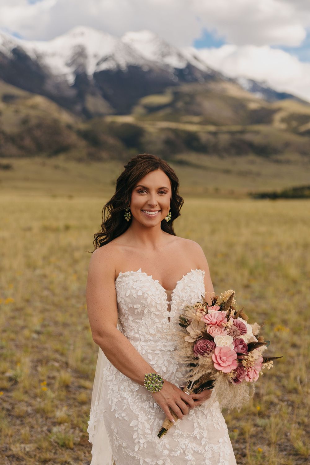 Pray, Montana Western bride at her elopement in Mountains at Paradise Valley captured by Pray Montana Elopement Photographer Sabrina Marie