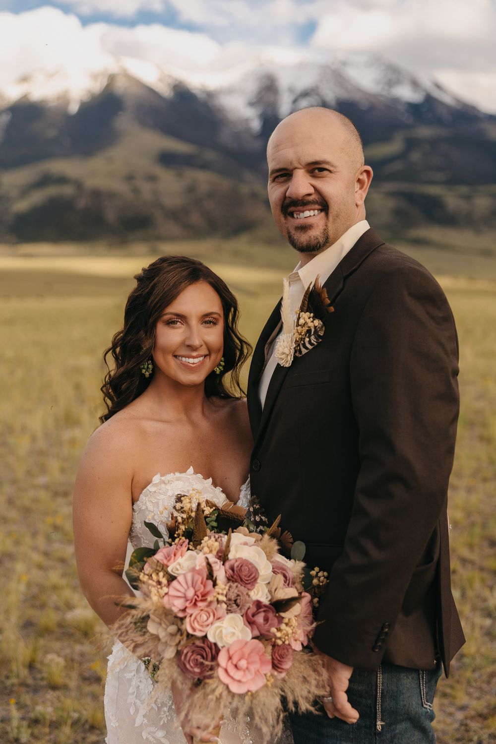 Paradise Valley bride & groom pose in Mountains at Emigrant, Montana captured by Pray Montana Elopement Photographer Sabrina Marie
