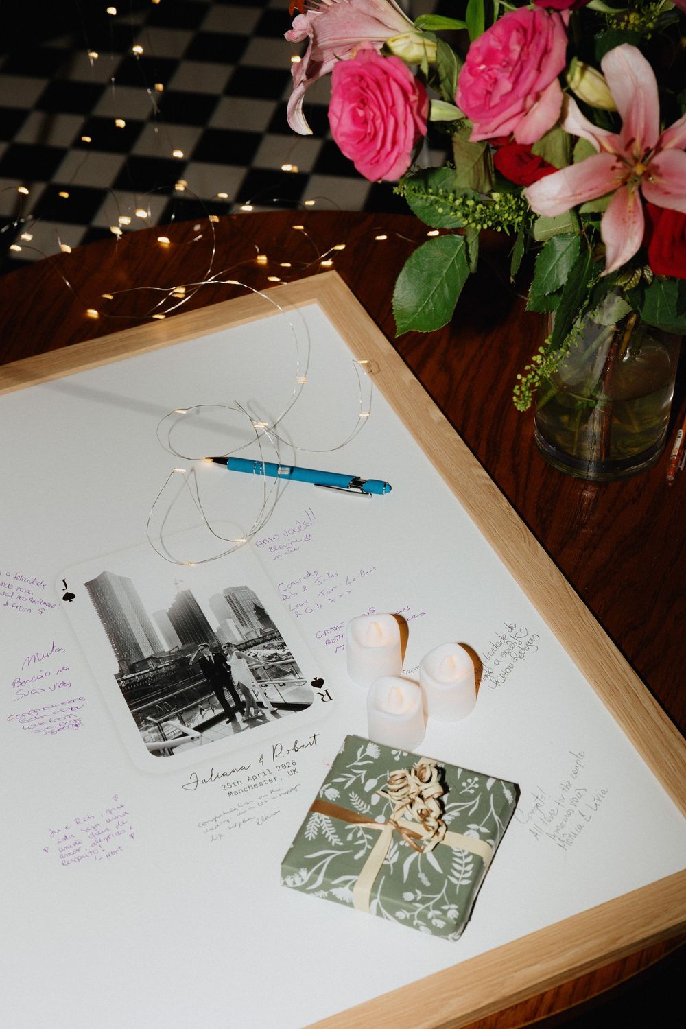 Wedding guest book frame on a wedding reception in Manchester
