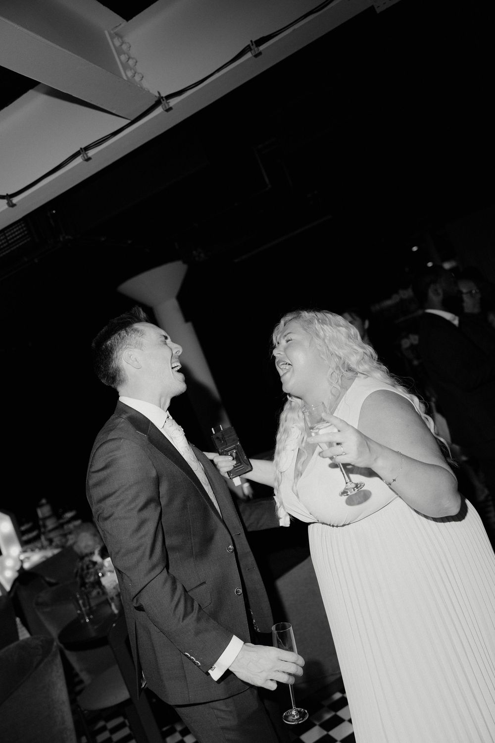 Guests photo on dancefloor on a wedding reception in Manchester