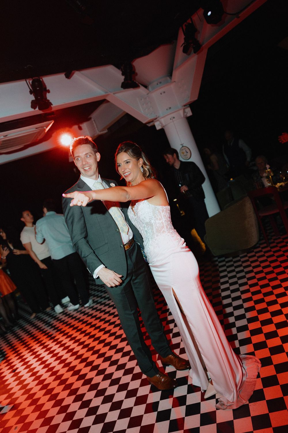 Bride and groom on the dancefloor on a wedding reception in Manchester