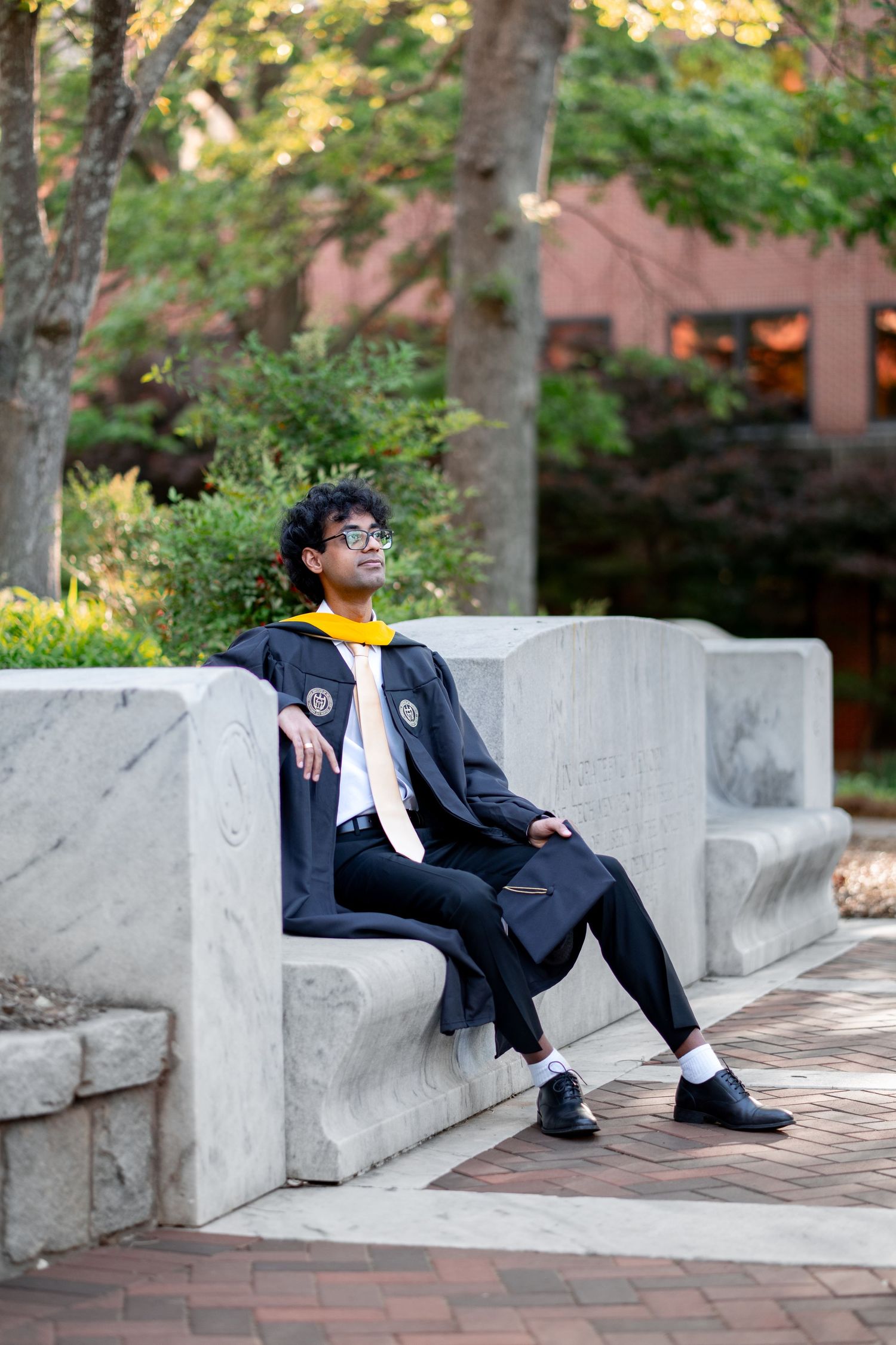 The tech tower benches one of the best spots for Georgia Tech photos during your atlanta grad photoshoot