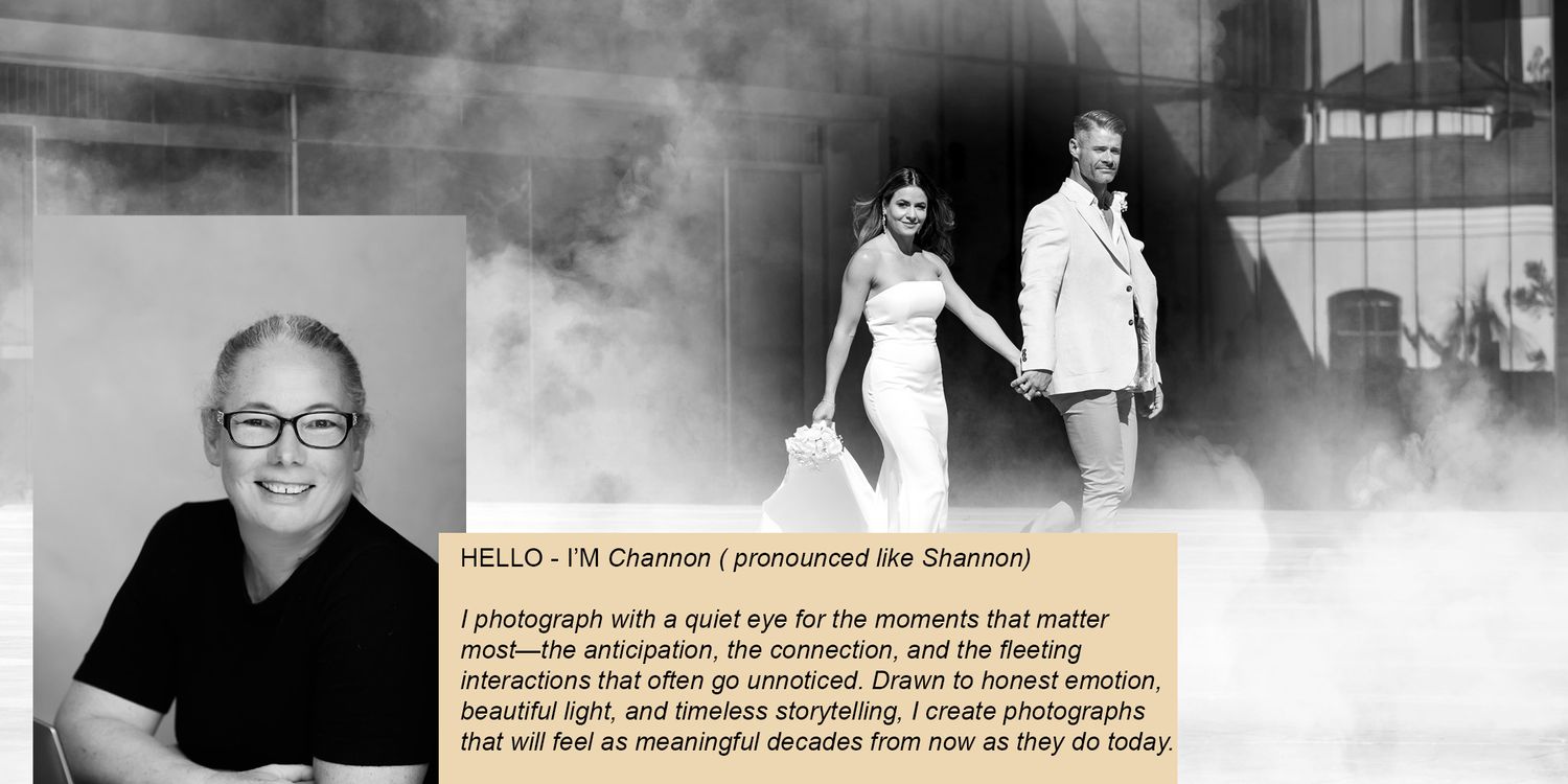Wedding photographer Channon captures an elegant couple dancing at their reception amid dreamy white smoke.