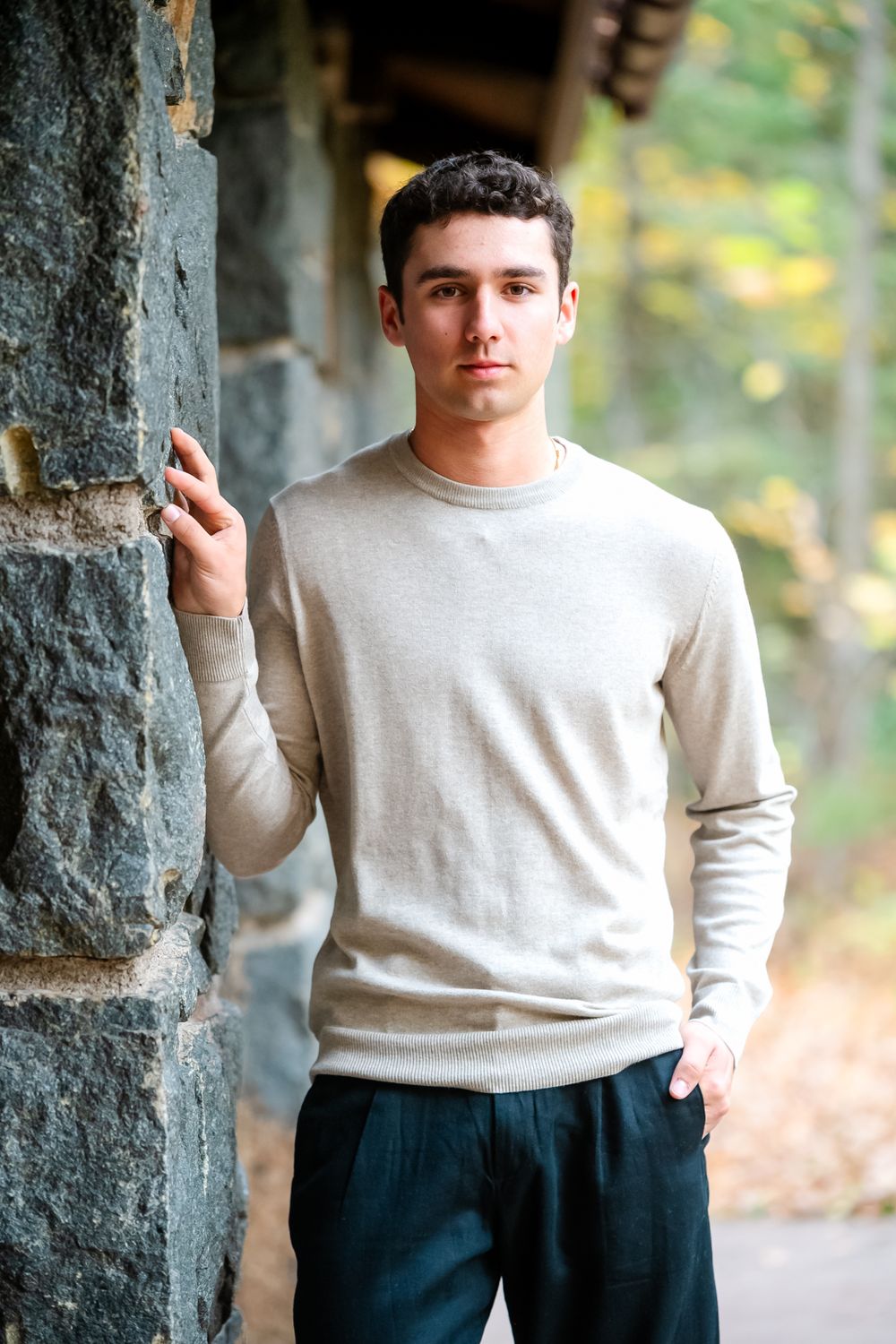 Senior pictures on the suspension bridge at Jay Cooke State Park