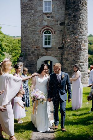 Bride and groom enjoying their wedding day.