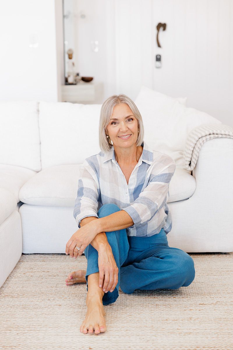 Adelaide personal branding photographer — woman in blue wide leg pants lifestyle portrait