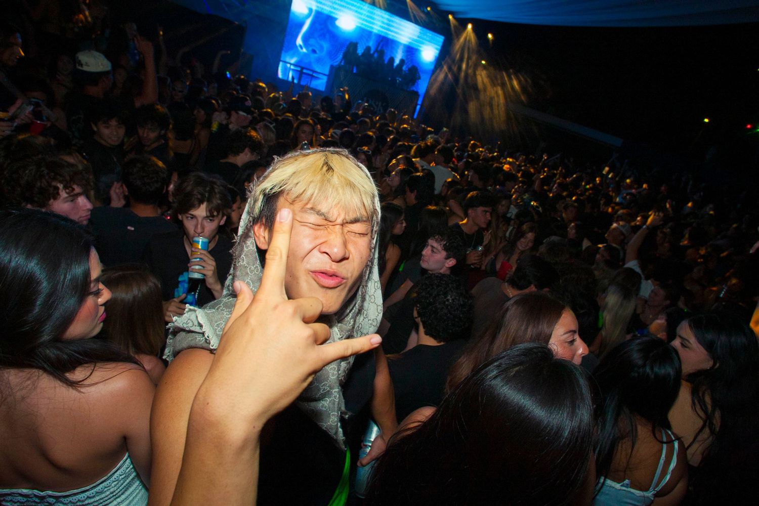 Partygoer at a huge party in Los Angeles near USC campus