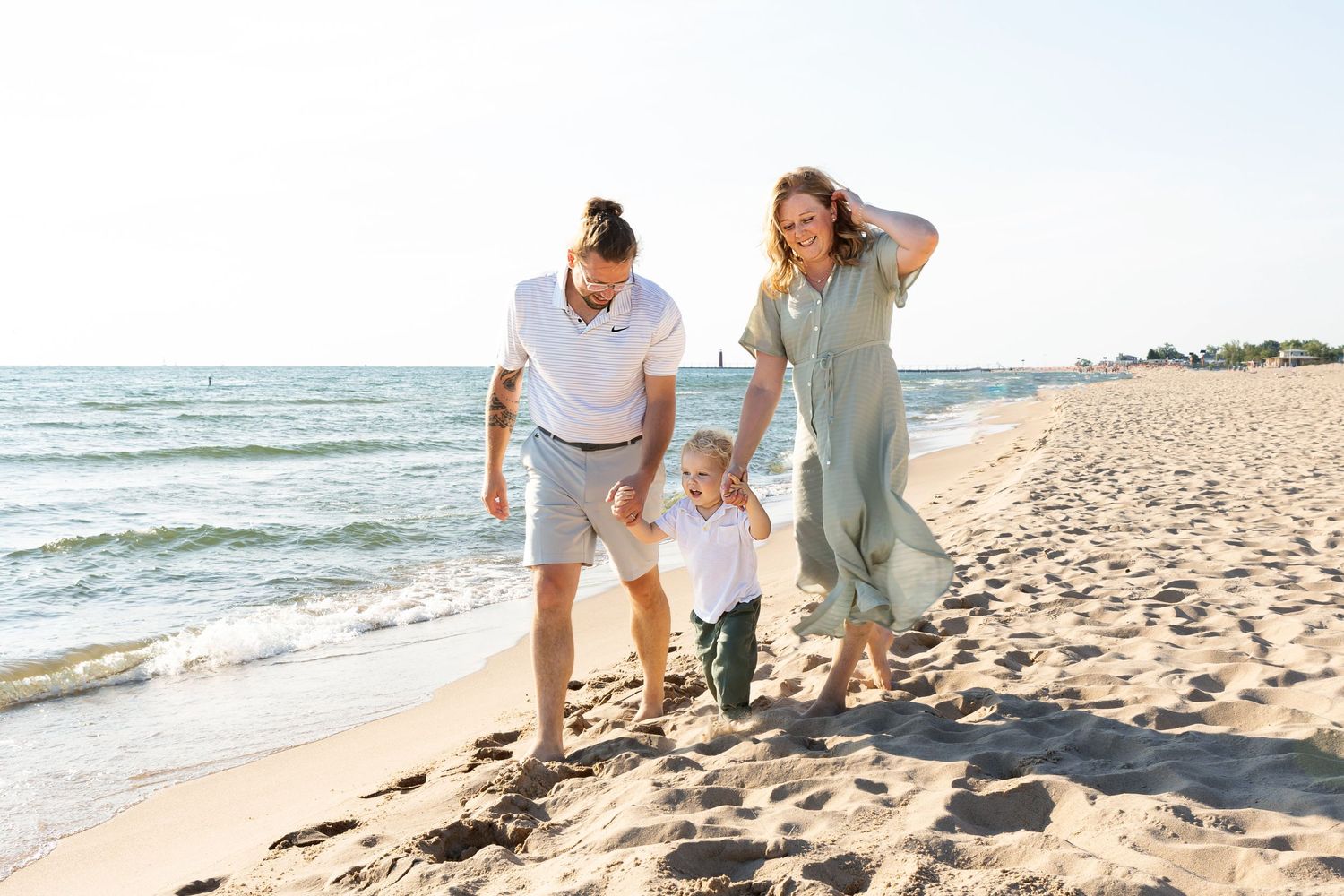 Muskegon Famiily Photography walking the beach