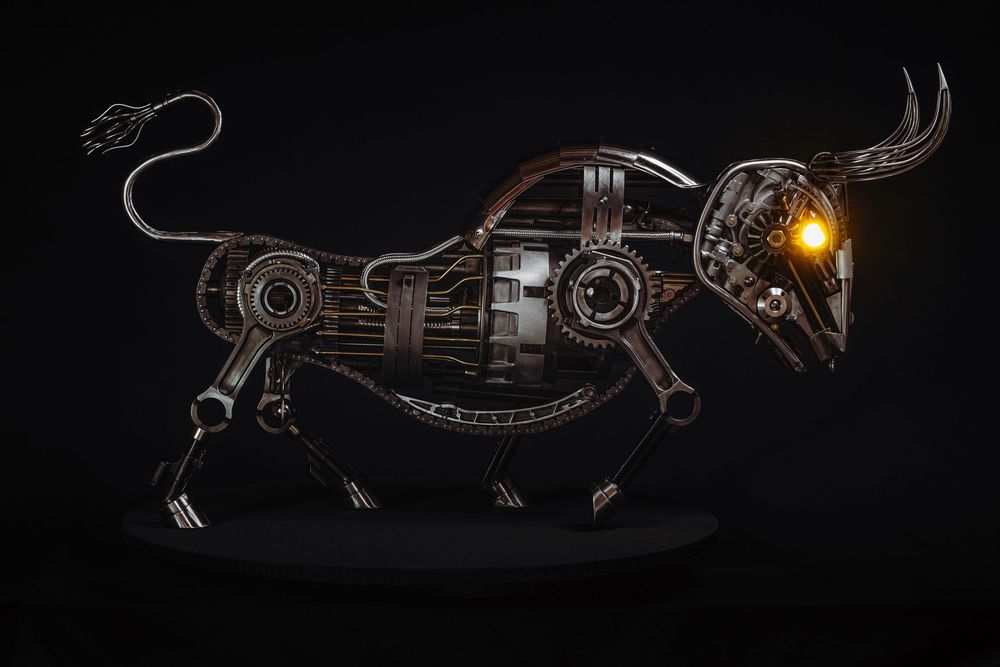 Bull sculpture artwork from Brandt metal works