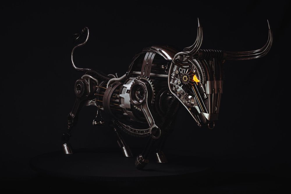 Bull sculpture artwork from Brandt metal works