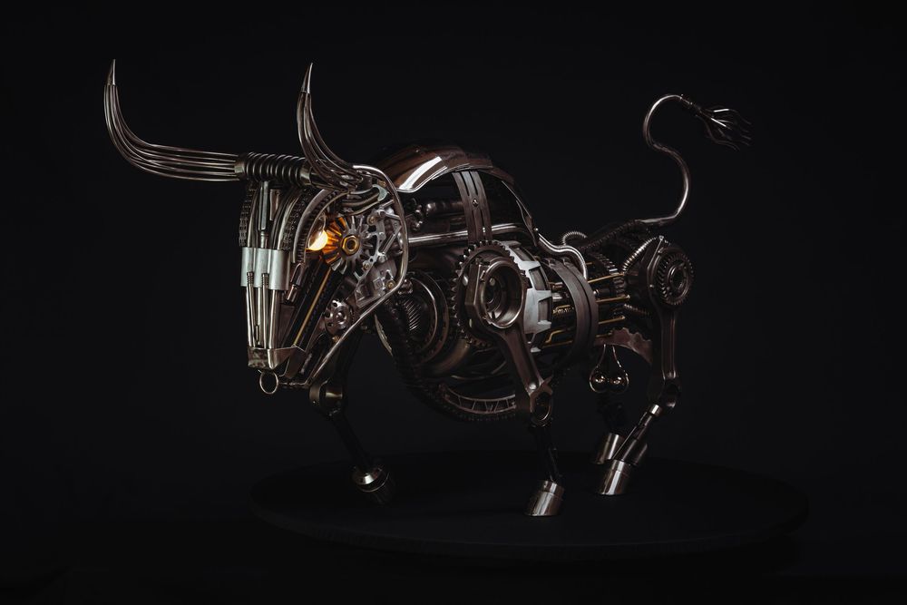 Bull sculpture artwork from Brandt metal works