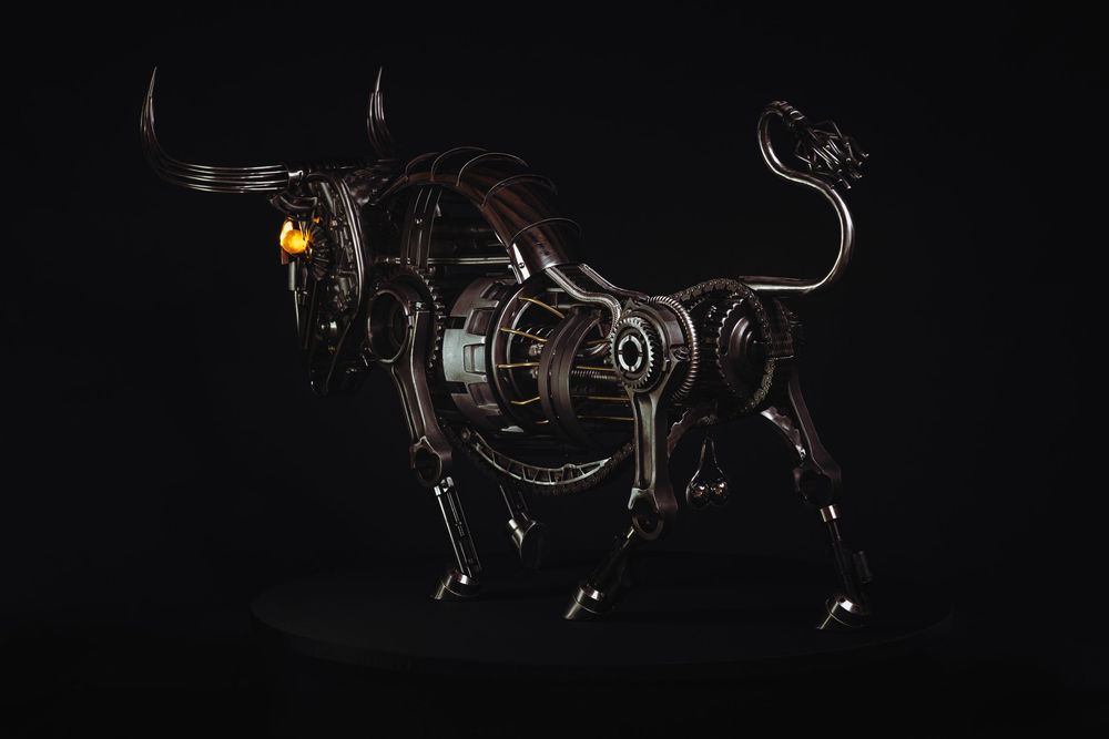 Bull sculpture artwork from Brandt metal works