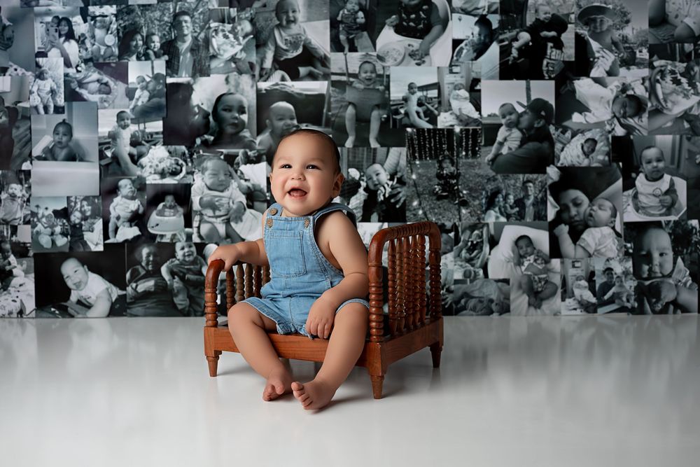 baby photoshoot and cake smash photos with photo background, luxury baby milestone photoshoot in inland empire