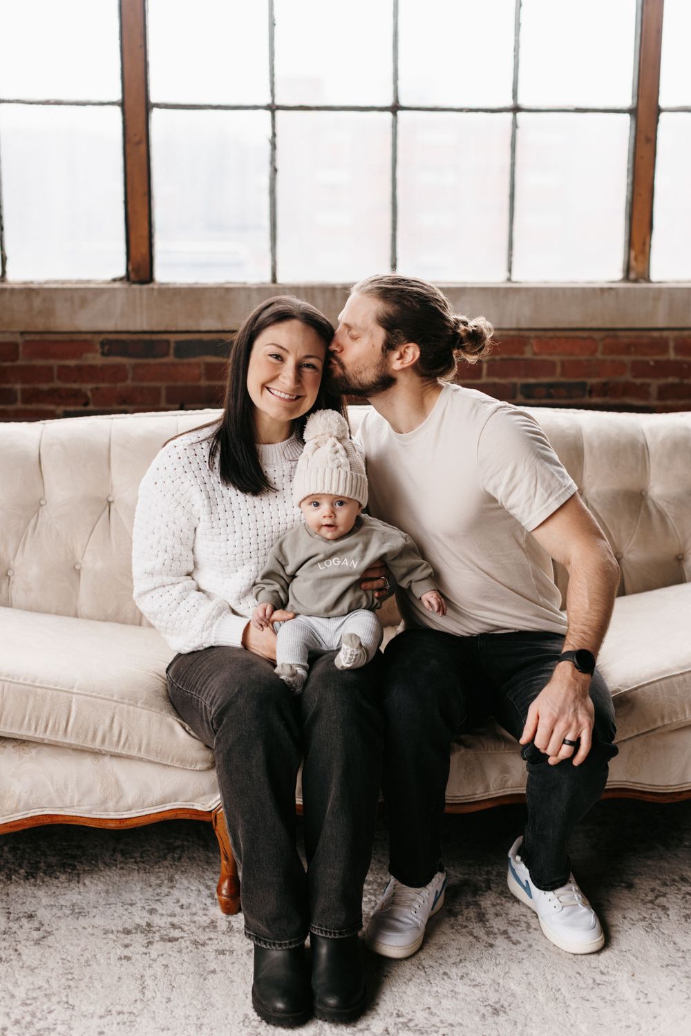 Winter family and newborn baby candid photography mini session in Akron, Ohio.