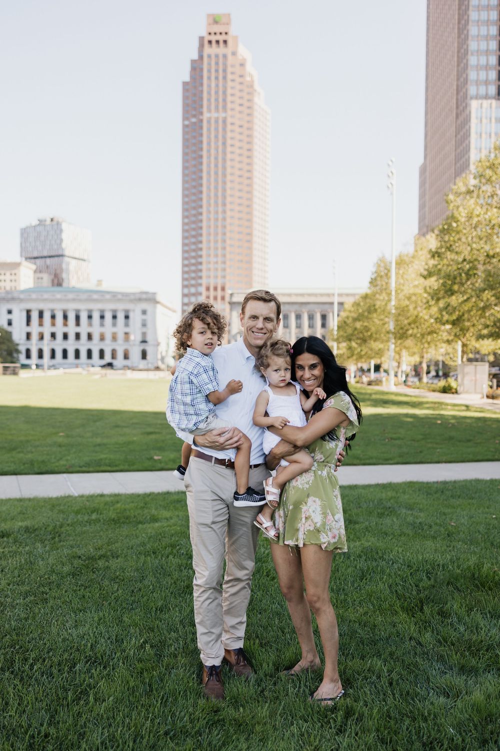 Biracial couple and family photography, doctor and nurse, downtown Cleveland, Ohio.