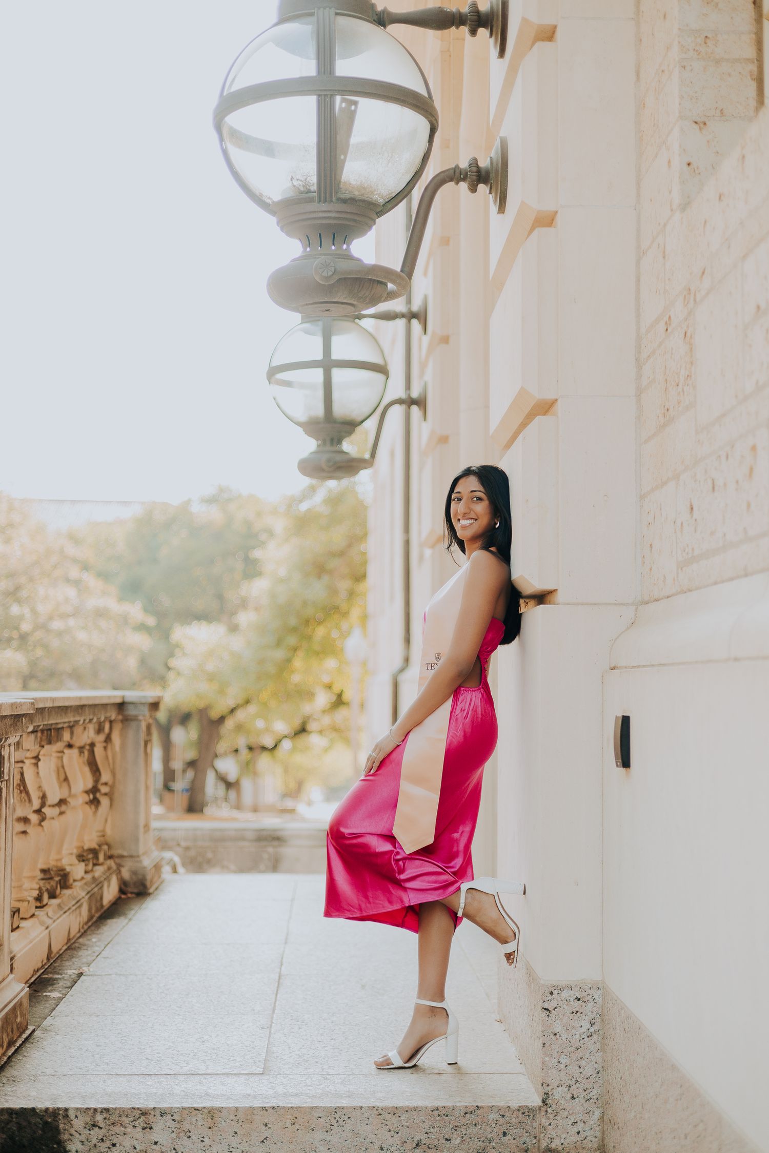 UT senior graduation session inside the Texas Tower