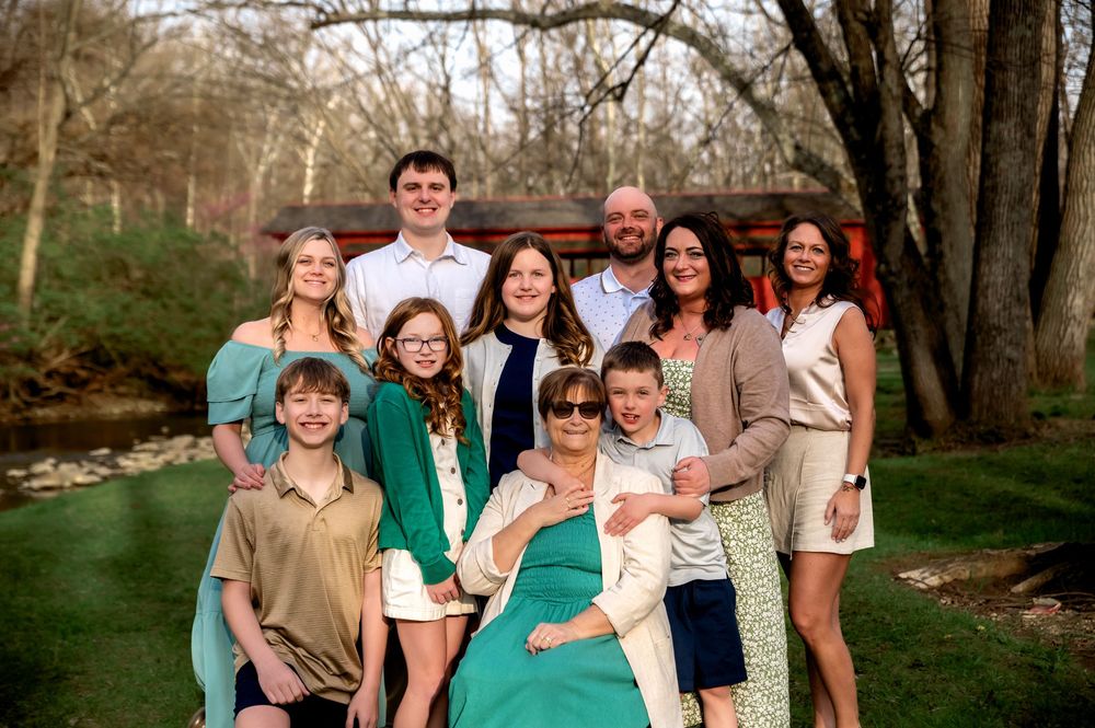 Family enjoying an outdoor photography session at Tawawa Park in Sidney, Ohio