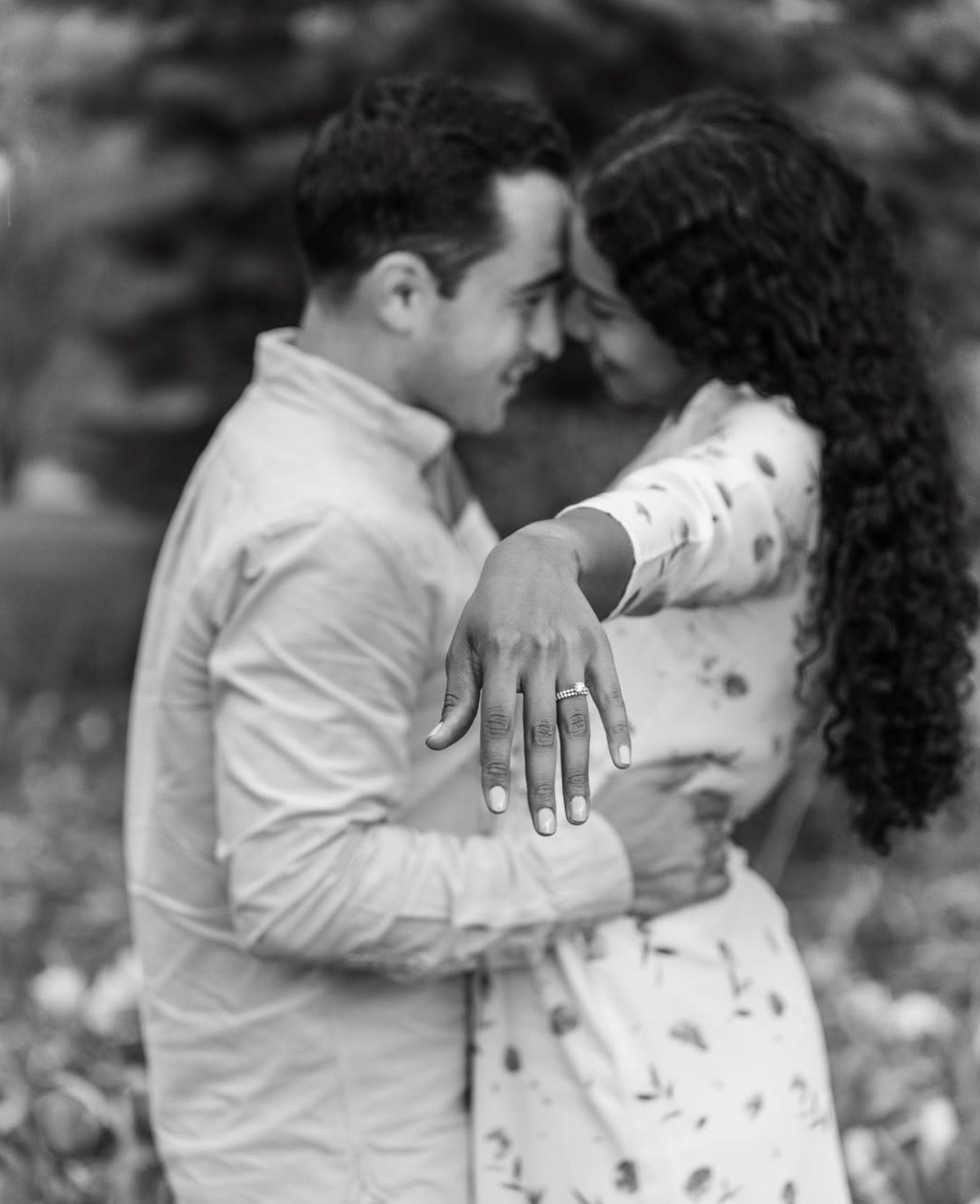 Engagement Photo in a spring gardne.