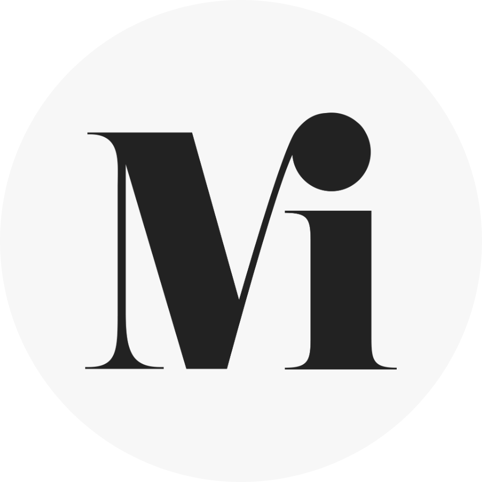 Minimalist black and white typography showing letter M in various abstract shapes.