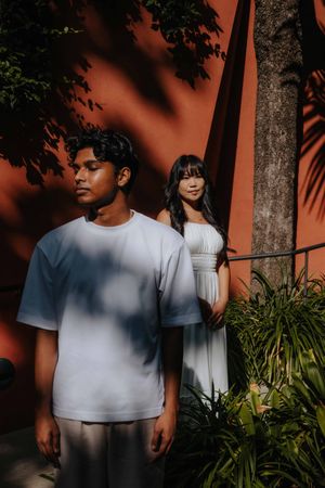 Couple enjoying a quiet moment during a Casa Vicens photoshoot