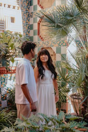 Artistic couple photoshoot inspired by Casa Vicens architecture